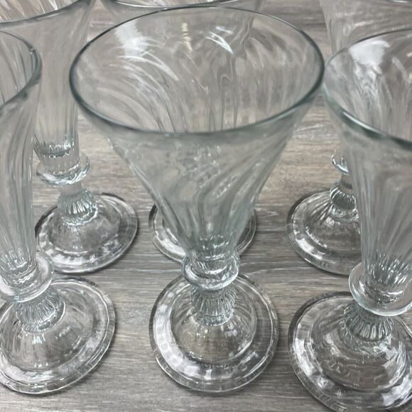 (8) Vintage Tall Colonial Ribbed Drinking Glass Hand Blown Unbranded 7 1/2 - Picture 9 of 9